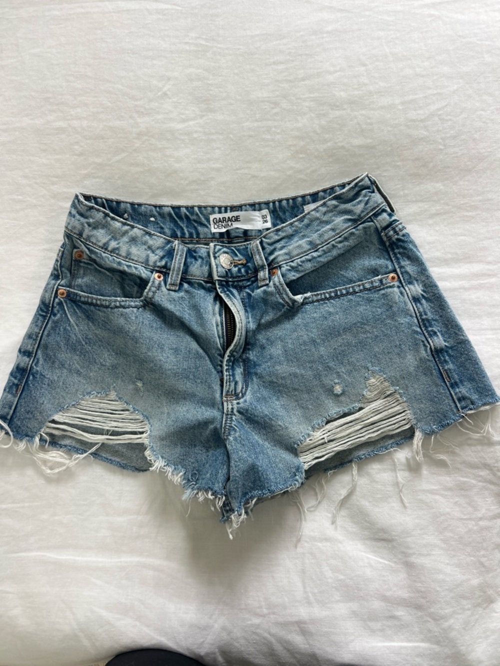 Garage Light Blue Distressed Jean Shorts